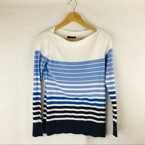 Nautica Stripe Cotton Blue White Cotton Longsleeve Top Blouse M